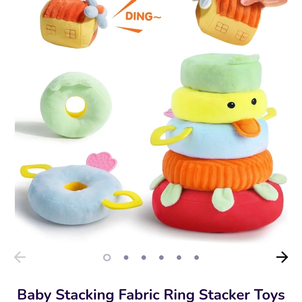 iPlay, iLearn Fabric Plush Stacking Rings for Babies with Teething Rings,‎ Soft
